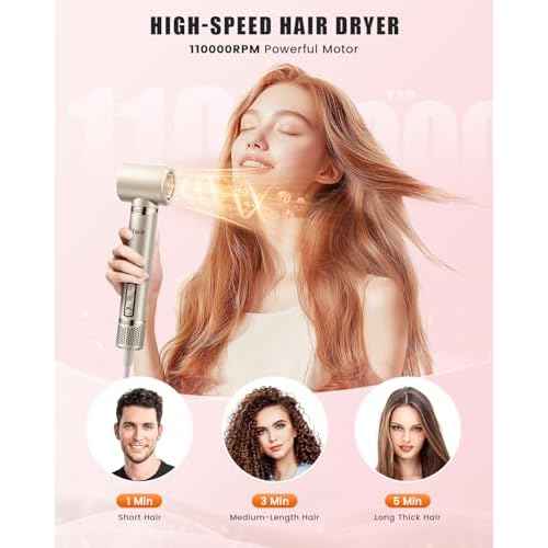 8-in-1 Professional Hot Air Styler&Hair Dryer Brush, Powerful Multi-Styler with Auto-Wrap Curler with Storage Case, Fast Drying Curling Straightening Volumizing Without Heat Damage(Gold)