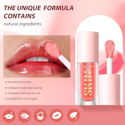 Lipstick Primer Jolilab Fruit Lip Oil,Hydrating Lip Glow Oil Plumping Glass Finish Moisturizing Lip Gloss Lip Tint Fruit Extract Lip Oil Tinted for Dry Lip and Lip Care(Strawberry Flavor)