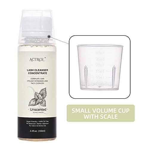 Eyelash Shampoo Concentrate 100ml Lash Extensions Cleanser Concentrate Unscented Natural Foaming Shampoo DIY Wash for Extensions Lashes with Salon Home Care-Makes 60ml Bottles