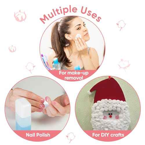 100% Pure Cotton Balls, Large Size, Soft and Absorbent for Make-Up, Nail Polish Removal, Pet Care, Applying Lotion or Powder and First-Aid for Everyday Household Use, 100 Count