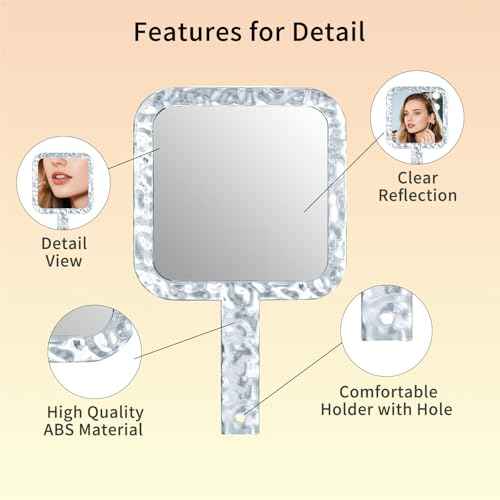 Famihomii Handheld Mirror with 1X/7X Magnification, Dual-Sided Magnification Hand Mirror, Hand Mirror with Handle, 5.1" x 6.1", Lightweight & Durable, Portable & Hangable for Makeup, Shaving - Clear