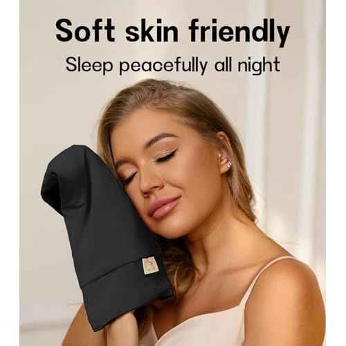 2pcs Silk Satin Bonnet Hair Wrap for Sleeping, Adjustable Strap Curly Natural Hair Night Caps for Women Men(Black&Black)