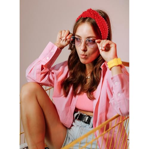 Ondder Red Hairband Top Knot Headband for Women, Cloth Head Bands for Women's Hair, Wide Knotted Headbands for Women Girls, Non Slip Fashion Headbands, One Size Fits All for Her