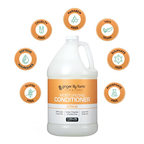 Ginger Lily Farms Club & Fitness Citrus Moisturizing Conditioner, 100% Vegan, Paraben, Sulfate, Phosphate, Gluten & Cruelty-Free, 1 Gallon (Pack of 4 )