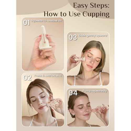 Rena Chris Facial Cupping Set & Gua Sha Facial Tool - Silicone Cupping Set & Rose Quartz Gua Sha Stone - Face Cupping Therapy Set for Natural Skin Care, Puffiness, Lip Plumping(Pink)