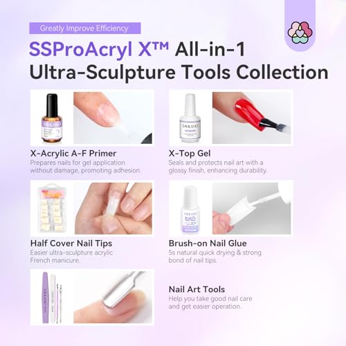 SAVILAND Professional Acrylic Nail Kit: Nail Kit Set with 4OZ Large Capacity Monomer Nail Drill 30 Days Wear Nail Extension Manicure Christmas Gift