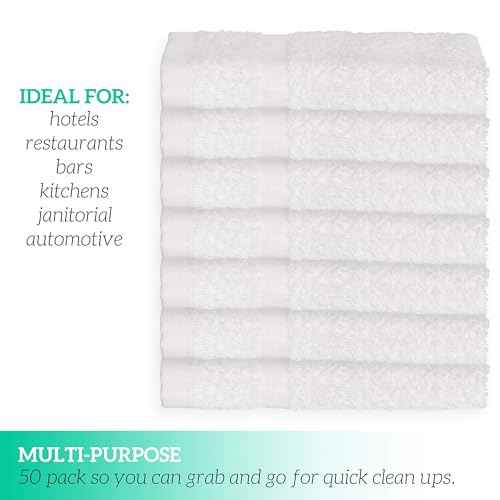GREEN LIFESTYLE Bulk Washcloths 12x12 50 Pack - Face Towel, Wash Clothes for Body and Face - 100% Pure Cotton Wash Cloths for Your Body (White)