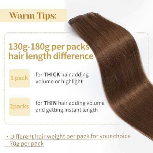Clip in Hair Extensions Real Human Hair, Chocolate Brown ? 18 Inch 7pcs 150g/Pack, Soft Remy Human Hair Clip in Extensions Straight for Women, Suitable for all Hair Types (#4 18 Inch)