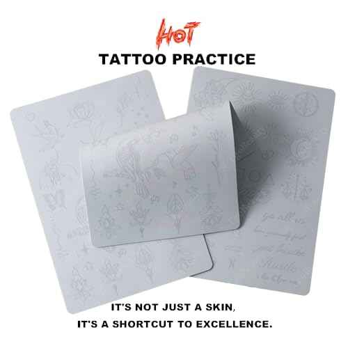 1PC White Tiny Tattoo Practice Skin - Double Sided Silicone Tattoo Training Pads With Over 50 Different Stencil Designs