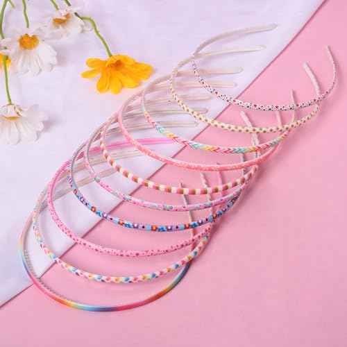 Fishdown 10pcs Plastic Headbands for Women with Teeth£¬Skinny Headbands for Women Girls Non Slip Effortless Thin Plastic Headband