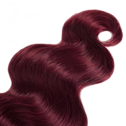 99J Burgundy Body Wave Human Hair Bundles 24 26 28 Inch 3 Bundles Brazilian Virgin Remy Hair Extensions Weave Soft Bouncy Curly Sew In for Black Women