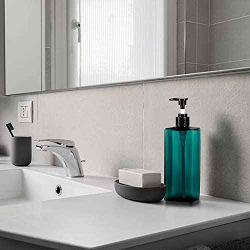 Shower Pump Bottles, Yebeauty 2pcs 17oz 500ML Refillable Pump Bottle Lotion Soap Dispenser Liquid Container Plastic Soap Dispenser for Shampoo Kitchen,Bathroom Body Wash, Sea Green