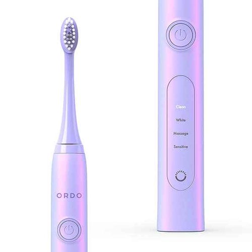 ORDO Sonic+ Electric Toothbrush for Adults, Advanced Tech, 4 Brushing Modes, Fast Rechargeable, Sonic Toothbrushes Over 4 Weeks Battery Life, Silicone Polishing Element, USB Charger, Pearl Violet