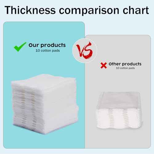 Square Cotton Pads for Makeup Remover (200 Count), 100% Pure Cotton, Hypoallergenic, Ultra-Soft & Lint-Free for Gentle Skincare