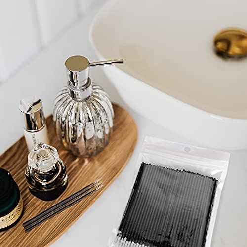 200PCS Micro Applicators Brushes Mini Cotton Swabs Remove Grafted Eyelash Glue Dedicated Brush Disposable Microswabs for Eyelash Extensions Make up and Lash Clean and Personal Care (Black 1)