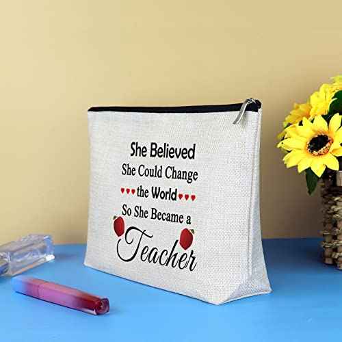 Teacher Appreciation Gift Cosmetic Bag Pouch for Women Future Teacher Inspirational Gift Makeup Bag Thank You Gift for Teacher Christmas Thanksgiving Teachers Week Gift for Math Music Grammar Teacher
