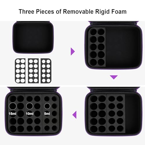 Canboc 30 Essential Oil Storage Holder Organizer Carrying Case - Holds 5ml 10ml 15ml Bottles for Young Living Oils - Travel Bag With Labels & Opener, Black