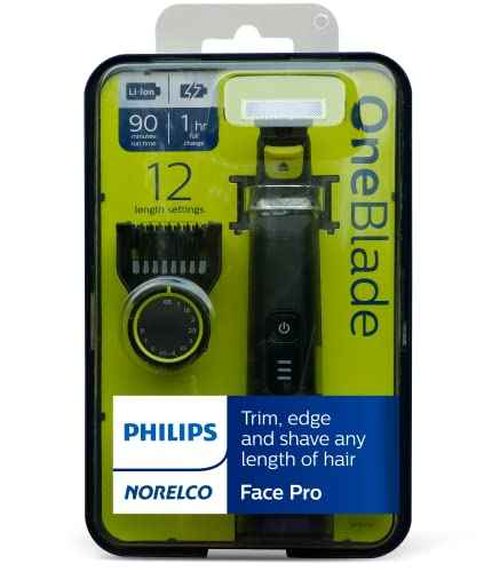 Norelco Philips OneBlade Pro Hybrid Electric Trimmer and Shaver, Black, 2 Piece, QP6530/70, Old Version