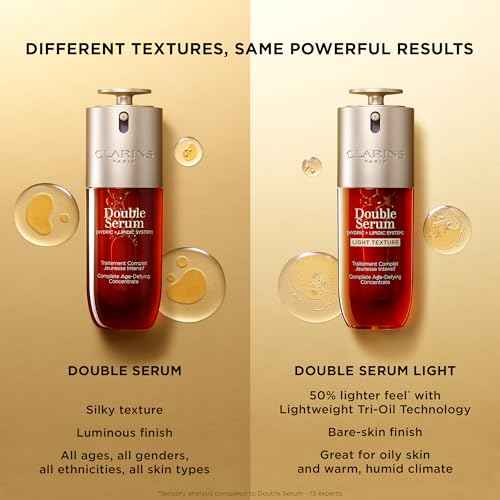 Clarins DOUBLE SERUM LIGHT TEXTURE | Anti Aging Serum | Visibly Firms, Smoothes, Boosts Radiance and Refines Pores | 24H Hydration | Great for Combination to Oily Skin and Humid Climates, 1 Fl Oz