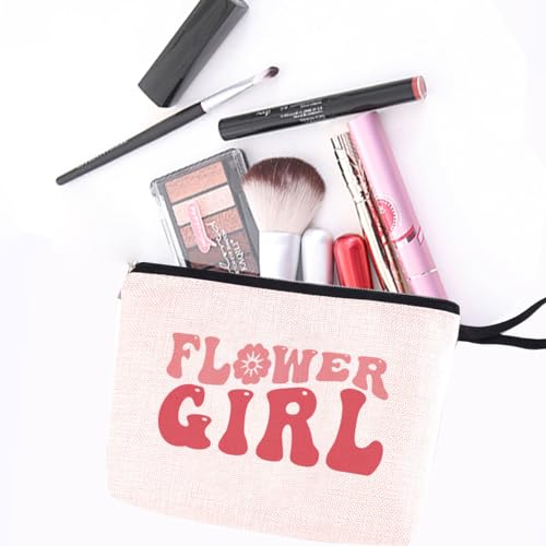 Flower Girl Proposal Flower Girl Gift Makeup Bag Wedding Gifts Bridal Party Gifts Cosmetic Bag for Women Bridesmaid Gifts Zipper Pouch Bag Bridal Shower Gifts Travel Toiletry Bag Wedding Party Gifts