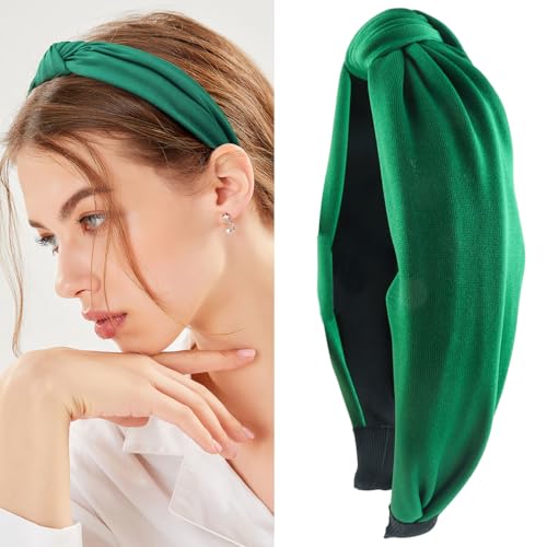 Green Knotted Headbands for Women Wide Knot Hair Bands Girls Hair Accessories for Christmas Birthday Party Supplies