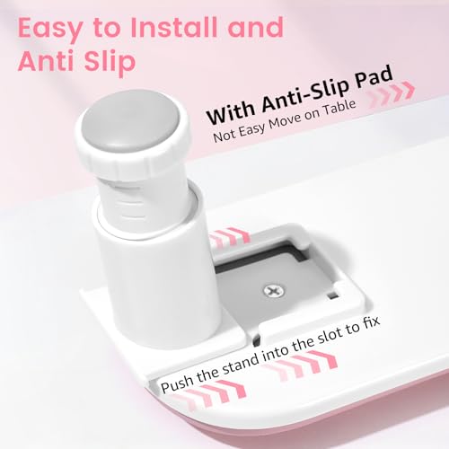 Arm Rest for Nails Tech: 3rd Generation Manicure Nail Arm Rest with Rotating Phone Stand, U-Shaped Height Adjustable Hand Rest Pillow for Acrylic Nails Pink