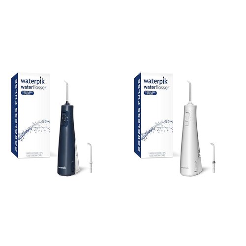 Waterpik Cordless Pulse Portable Water Flosser Bundle with 2 Classic Jet Tips, WF-20 Blue and White Models