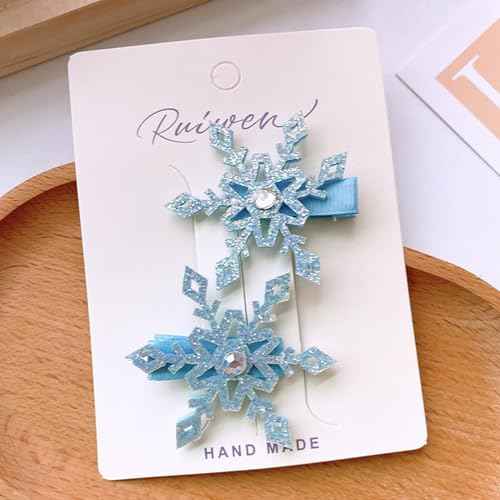10PCS Snowflake Hair Clip Blue White Christmas Hair Accessories for Women Xmas Bow,Rhinestone Snowflake Small Hairpins Barrettes Jewelry Decorative for Girls Holiday Party Barrettes Set.
