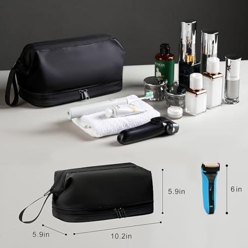 Large Travel Toiletry Bag for men women,Makeup Organizer Bag, Dopp Kit,Waterproof Hanging Cosmetic Bag for Toiletries Accessories(Black)