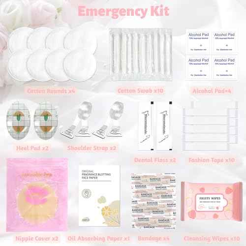 Women's Wedding Emergency Kit for Bride Wedding Survival Set with Makeup Bag, 42 Pc Wedding Daily Travel Essential Items