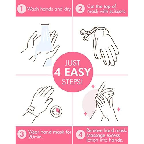 DERMAL Moistfull Silky Hand Mask Gloves 3 Pairs for Dry Hands - Intensive Repairing with Collagen and Shea Butter - Nourishing & Moisturizing Renew Hand Mask - Refreshing Peach Scent