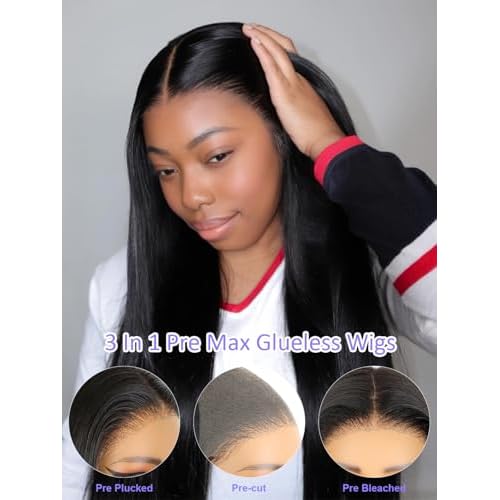 5X7 Wear and Go Glueless Wigs Human Hair Straight Wigs OQ Hair Glueless Wigs Human Hair Pre Cut Lace Front Wigs Human Hair Pre Plucked Beginner Friendly for Women 20Inch