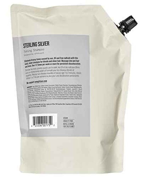 AG Care Sterling Silver Purple Toning Shampoo - Grey and Blonde Shampoo to Remove Brassiness and Yellow Tones, 33.8 Fl Oz Refill Pouch