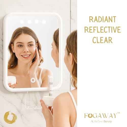 FogAway Luxury Shower Mirror, LED-Lit, Fog-Free with Waterproof Heating defogging Function, USB-C Rechargeable, Shatterproof White A Gift for Him and Her | Heated Mirror