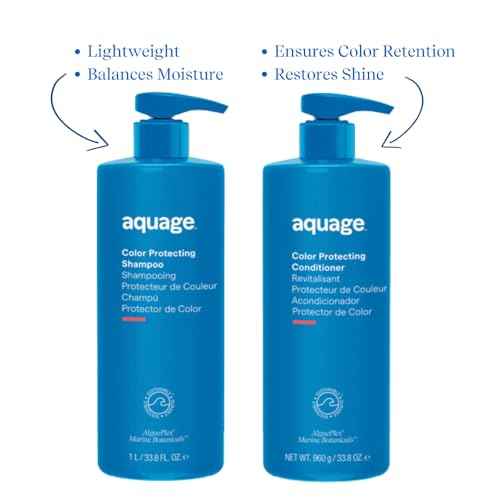 AQUAGE Color Care Regimen Bundle, Color Protecting Shampoo & Conditioner, Restore Health and Shine, Maintain Color Treated Hair, 33.8 Oz. Each