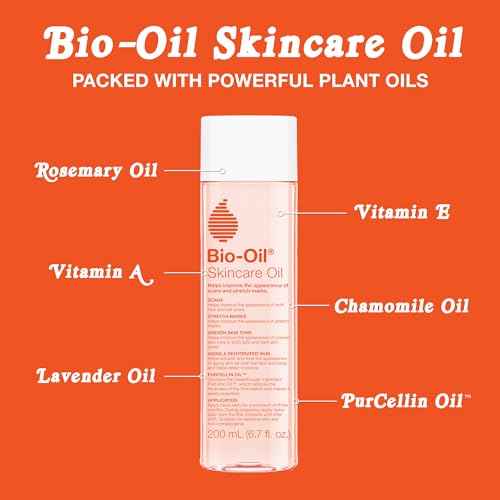 Bio-Oil Skincare Body Oil Serum, Face and Body Moisturizer with Vitamin E & A, for Scars, Stretch Marks, Sensitive Skin, All Skin Types, Dermatologist Recommended, Non-Comedogenic, 6.7 Oz