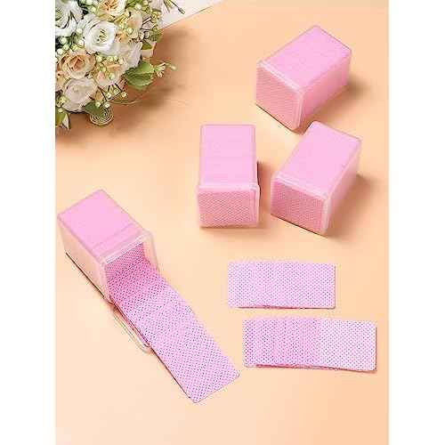 TEOYALL Lint Free Nail Wipes, 400 PCS Non-Woven Fabric Nail Cleaning Pads Pink Lash Extensions Glue Cleaning Wipes Salon Supplies