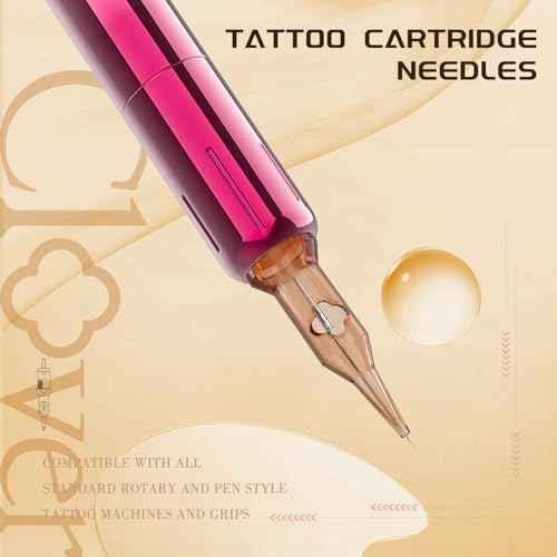 Tattoo Cartridge Needles Single Liner 0.35mm Standard Long Taper Permanent Makeup Needle 1RL Tattoo Cartridges Round Liner for Smp Professional Tattoo Machine Supply 1201RL (Clover)