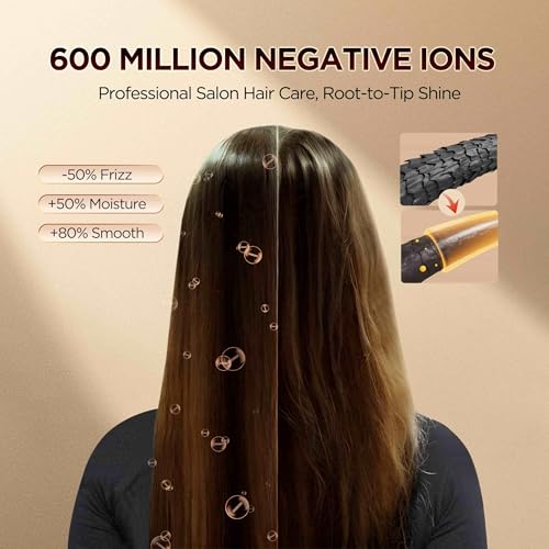 O.H.B 5 in 1 Air Wrap Hair Styler - High-Speed Hair Dryer Brush, Hot Air Styler with Fast Drying, No Heat Damage & Ionic Multi-Styler Dryer Brush for Volumize, Curl, Straighten, Frizz-Free, Black Gold