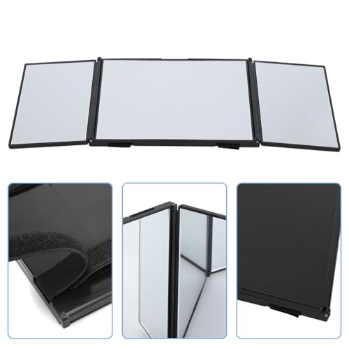 Joyzan Foldable Makeup Mirror, Car Trifold View Mirror Folding Visor Vanity Tri Fold Portable High Definition Cosmetic Travel Sun Universal Hook Loop Home Auto Truck SUV Clip On Rear Women Girl