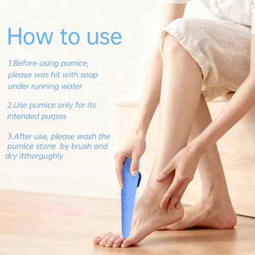 Glass Pumice Stone for Feet Callus Remover?4-in-1 Foot Scrubber Kit with 2 Bigger Dual-Sided Foot Pumice Stones, Cone Foot Exfoliator, Nail Brush for Cleaning Fingernails ?Blue &White