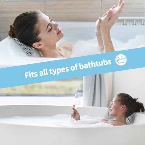 Luxury Bath Pillows for Tub, Slip Resistant Waterproof Bath Pillows for Tub Neck and Back Support with 2 Strong Suction Cups, Relaxing Spa Essentials
