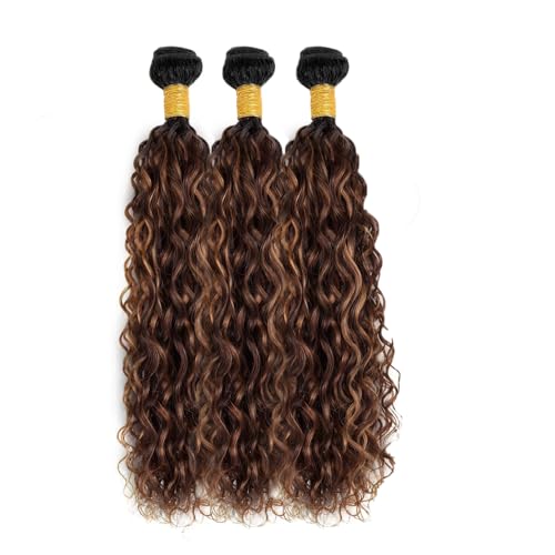 Brown Human Hair Bundles Ombre Highlight Bundles Human Hair #4 Water Wave Bundle 20 22 24 inch P430 Water Wave Bundle