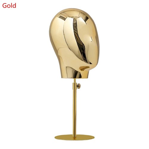21 Inch Adjustable Mannequin Head Wig Making Head Metal Head Wig Hat Glasses Display with Detachable Stand Vintage Style Holder (Gold)