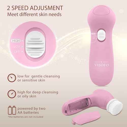 Face Scrubber | Facial Cleansing Brush Exfoliator Skin Care Products Beauty Products Powered Electric Wash Exfoliating Spin Cleanser Cleaning Scrub Including 7 Heads (Rose Quartz)