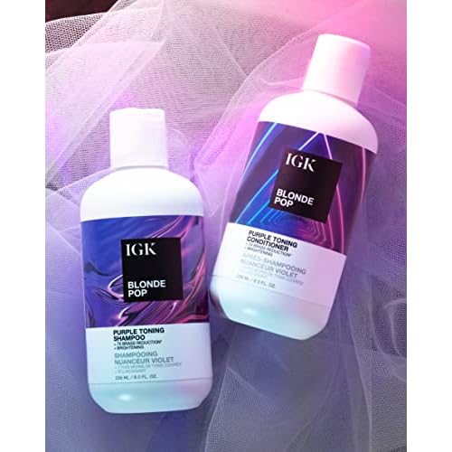 IGK BLONDE POP Purple Toning Conditioner | Brighten + Neutralize Brass | Vegan + Cruelty Free |