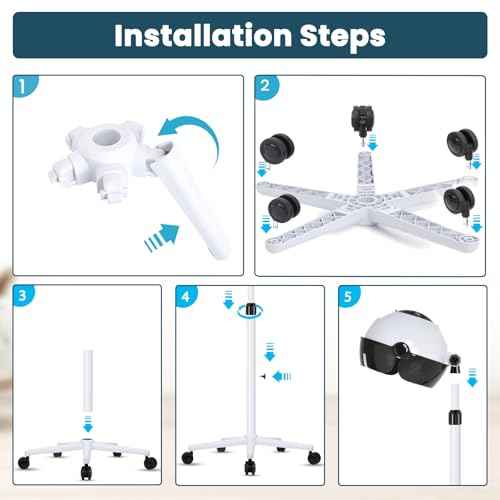 Hooded Hair Dryer, Professional Hood Dryer on Wheels, Sit Under Dryer, Standing Hair Dryer, White