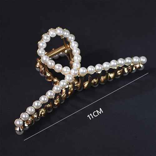 Pearl Hair Claw Clips for Thick Heavy Hair, Women Girls Large Metal Claw Clips Non Slip Hair Jaw Wedding Party Hair Accessories (Pearl)