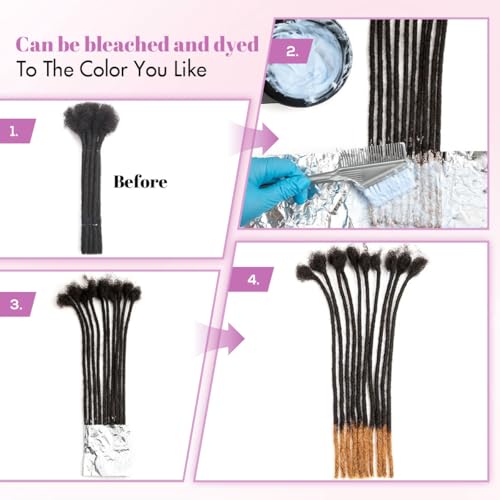 16 inch 50 Strands Loc Extensions Human Hair, 0.4cm Width 100% Human Hair Dreadlock Extensions for Men/Women, Can be Dyed Soft Dreads Extensions,Salt/Pepper