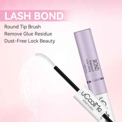 Lash Bond and Seal uCoolMe Waterproof for Lash Clusters 144Hours Super Hold Long-Lasting Non-Irritating Eyelash Glue for DIY at Home(White Bond,10ML)